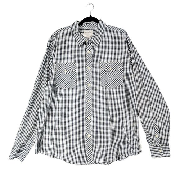Warp And Weft Shirt Mens XXL Blue Checkered 100% Cotton Long Sleeve Button Down - Picture 1 of 9